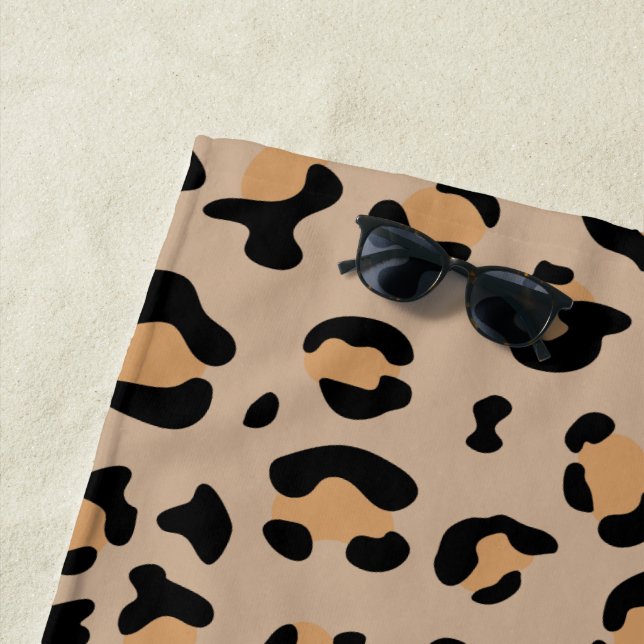 Leopard Print, Leopard Spots, Brown Leopard Beach Towel (In Situ)