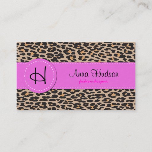 Customizable Animal Print Skin Wild Leopard Brown Black Pink Business Card Templates