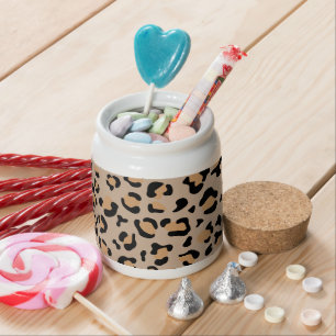 Leopard Print, Leopard Spots, Brown Leopard Candy Jar