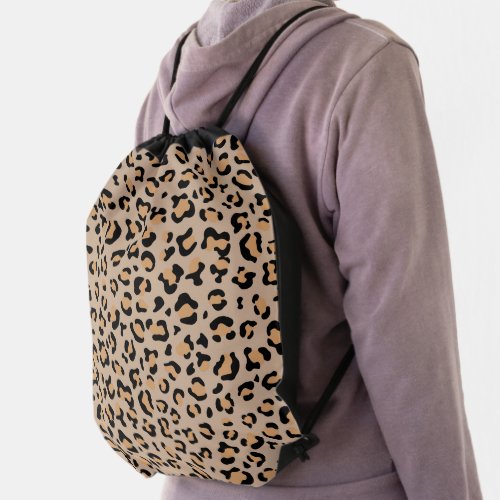 Leopard Print Leopard Spots Brown Leopard Drawstring Bag