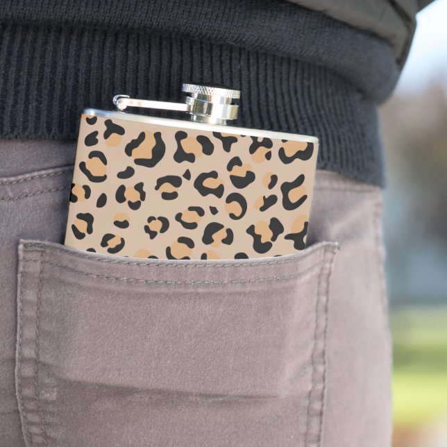 Leopard Print, Leopard Spots, Brown Leopard Flask (In Situ)