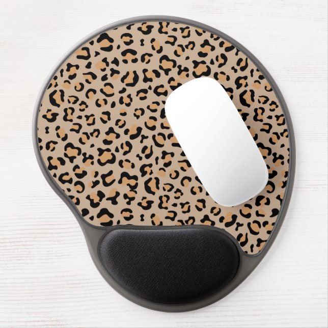 Leopard Print, Leopard Spots, Brown Leopard Gel Mouse Pad (Left Side)
