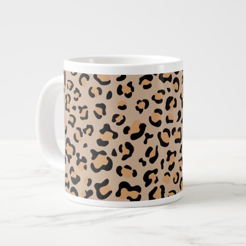 Leopard Print Leopard Spots Brown Leopard Giant Coffee Mug