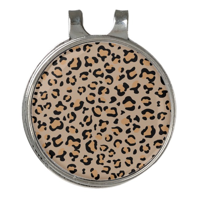 Leopard Print, Leopard Spots, Brown Leopard Golf Hat Clip (Front)