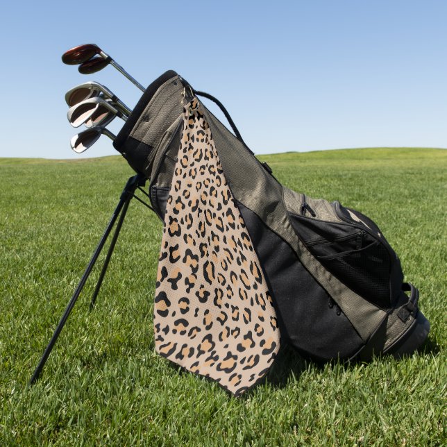 Leopard Print, Leopard Spots, Brown Leopard Golf Towel (Green)