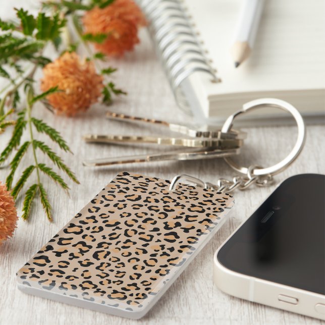 Leopard Print, Leopard Spots, Brown Leopard Keychain (Front Right)