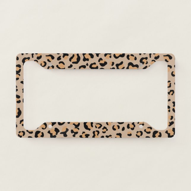Leopard Print, Leopard Spots, Brown Leopard License Plate Frame (Front)