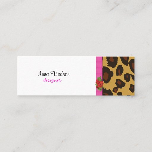 Customizable Animal Print Skin Wild Leopard Brown Black Pink Business Card Template