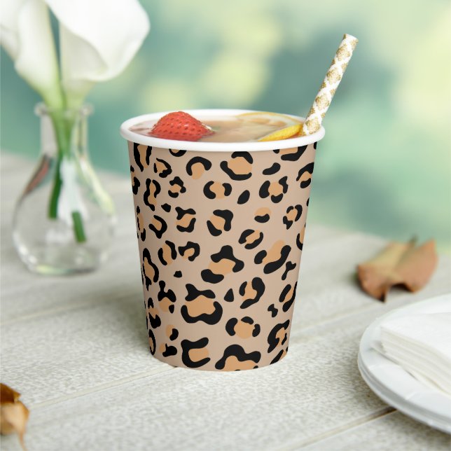 Leopard Print, Leopard Spots, Brown Leopard Paper Cups (Insitu)
