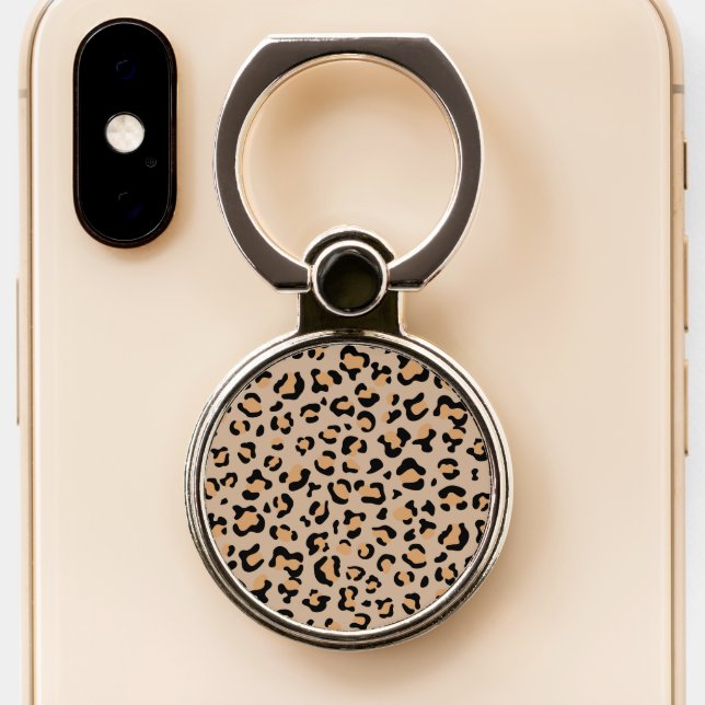 Leopard Print, Leopard Spots, Brown Leopard Phone Ring Stand (Close Up)