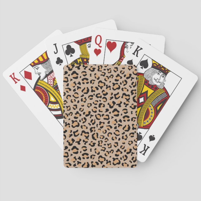 Leopard Print, Leopard Spots, Brown Leopard Poker Cards (Back)