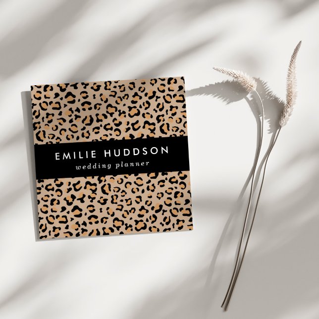Leopard Print, Leopard Spots, Brown Leopard Square Business Card (Creator Uploaded)
