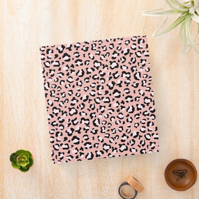 Leopard Print, Leopard Spots, Pink Leopard 3 Ring Binder (In Situ)