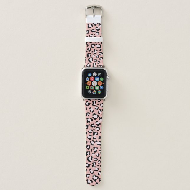 Leopard Print, Leopard Spots, Pink Leopard Apple Watch Band (Front)