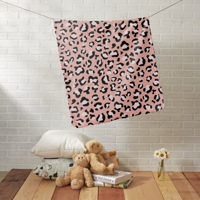 Leopard Print, Leopard Spots, Pink Leopard Baby Blanket (In Situ)