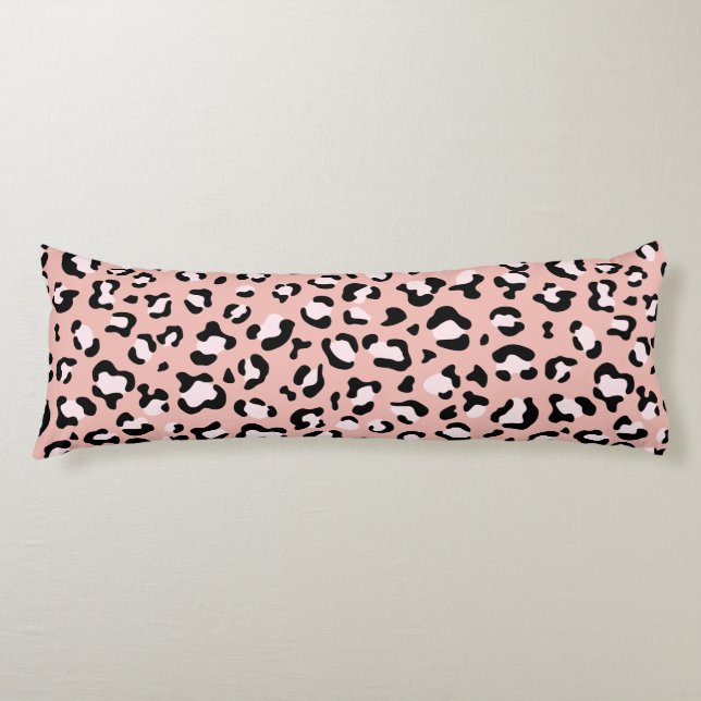 Leopard Print, Leopard Spots, Pink Leopard Body Pillow (Front)