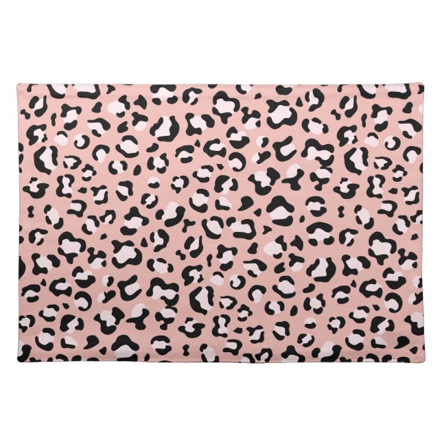 Leopard Print, Leopard Spots, Pink Leopard Cloth Placemat (Front)