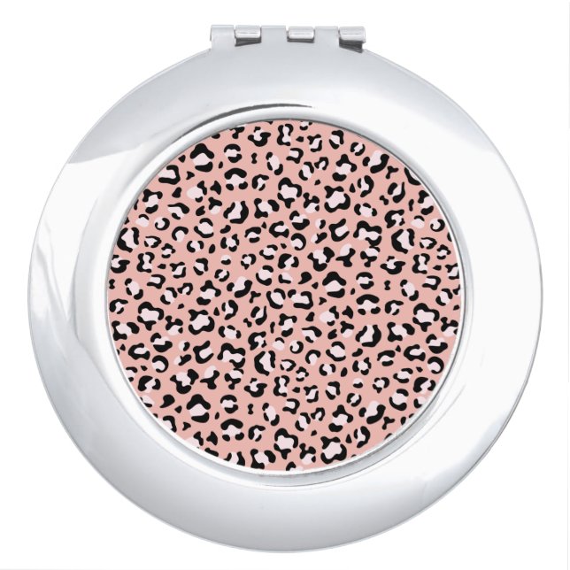Leopard Print, Leopard Spots, Pink Leopard Compact Mirror (Front)