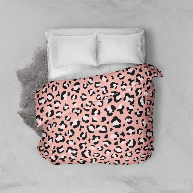 Leopard Print, Leopard Spots, Pink Leopard Duvet Cover (Creator Uploaded)