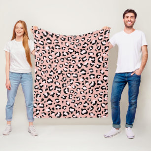 Leopard Print, Leopard Spots, Pink Leopard Fleece Blanket