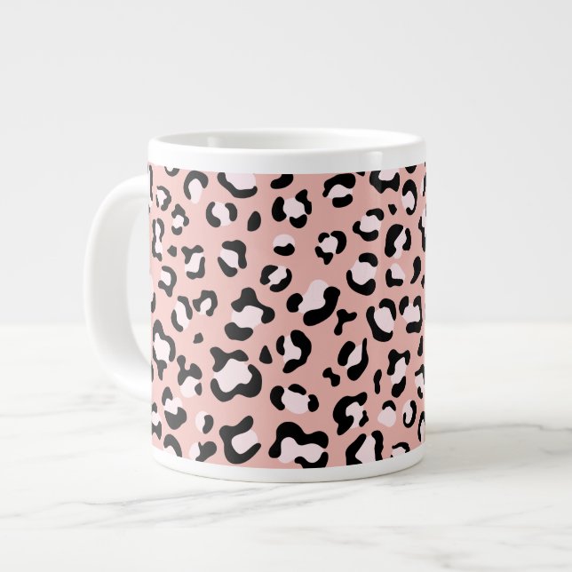 Leopard Print, Leopard Spots, Pink Leopard Giant Coffee Mug (Front Left)
