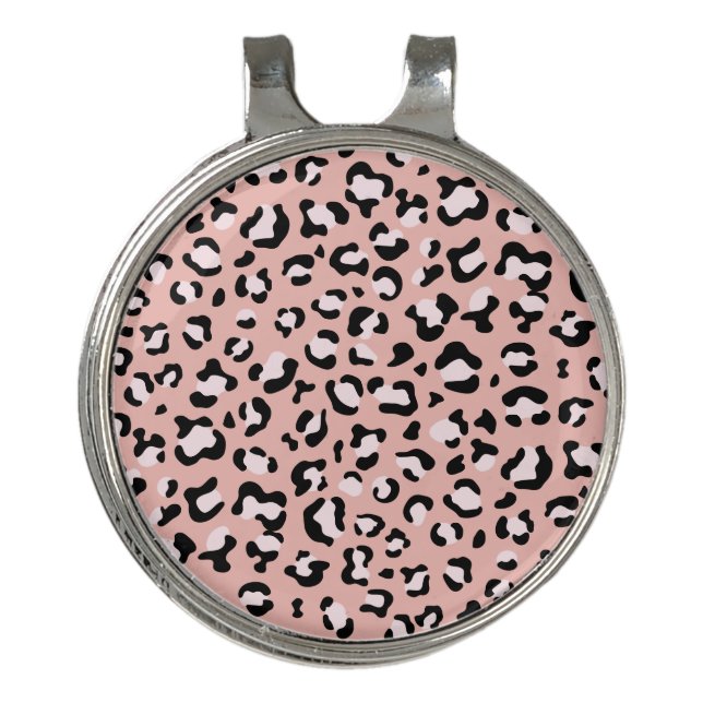 Leopard Print, Leopard Spots, Pink Leopard Golf Hat Clip (Front)