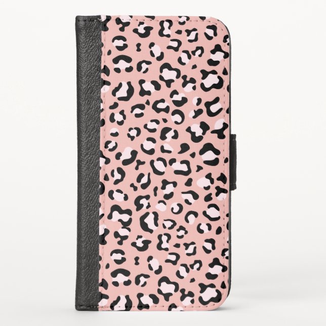 Leopard Print, Leopard Spots, Pink Leopard iPhone Wallet Case (Front)