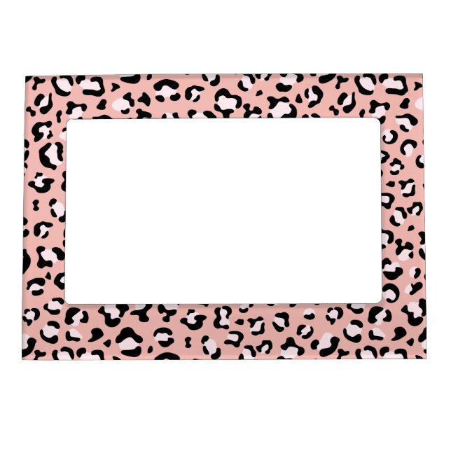 Leopard Print, Leopard Spots, Pink Leopard Magnetic Frame (Front)