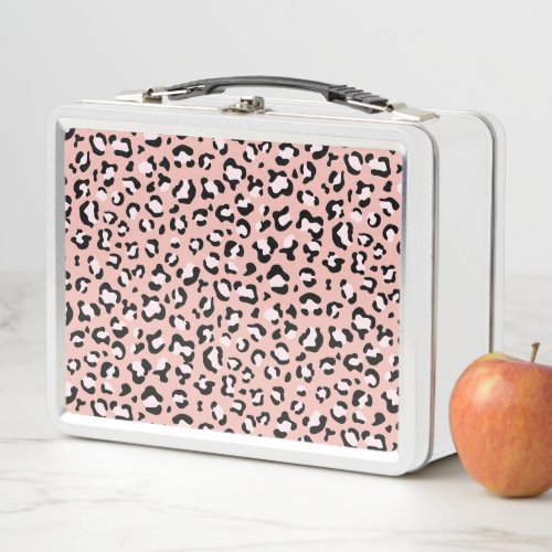 Leopard Print Leopard Spots Pink Leopard Metal Lunch Box