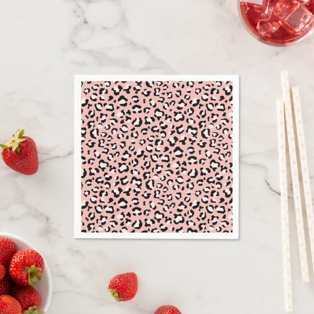 Leopard Print, Leopard Spots, Pink Leopard Napkins (Insitu)