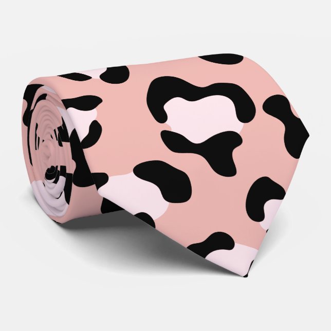 Leopard Print, Leopard Spots, Pink Leopard Neck Tie (Rolled)