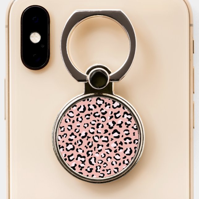 Leopard Print, Leopard Spots, Pink Leopard Phone Ring Stand (Close Up)
