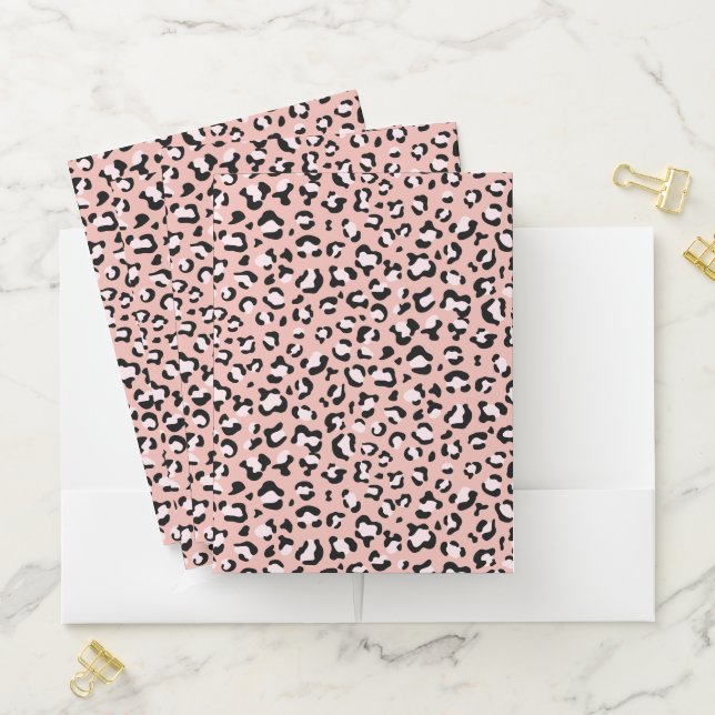 Leopard Print, Leopard Spots, Pink Leopard Pocket Folder (In Situ)