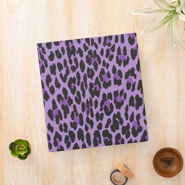 Leopard Print, Leopard Spots, Purple Leopard 3 Ring Binder (In Situ)