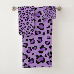 Leopard Print, Leopard Spots, Purple Leopard Bath Towel Set
