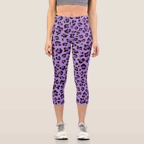 Leopard Print Leopard Spots Purple Leopard Capri Leggings