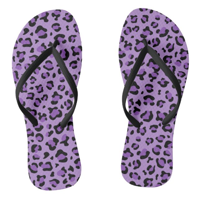 Leopard Print, Leopard Spots, Purple Leopard Flip Flops (Footbed)