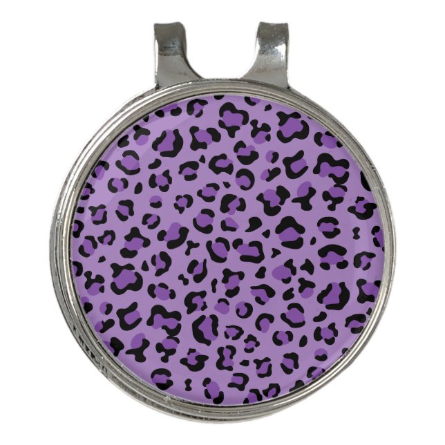 Leopard Print, Leopard Spots, Purple Leopard Golf Hat Clip (Front)