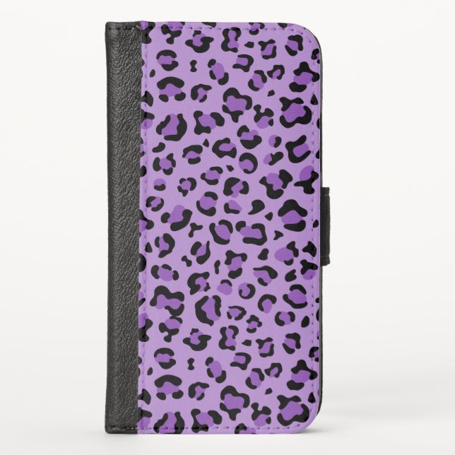 Leopard Print, Leopard Spots, Purple Leopard iPhone Wallet Case (Front)
