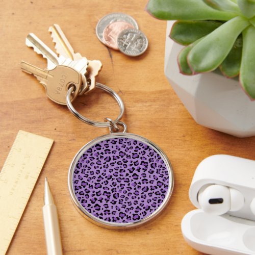 Leopard Print Leopard Spots Purple Leopard Keychain