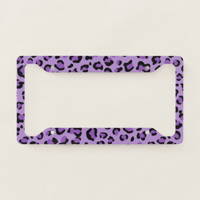 Leopard Print, Leopard Spots, Purple Leopard License Plate Frame (Front)