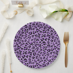 Leopard Print, Leopard Spots, Purple Leopard Paper Plates