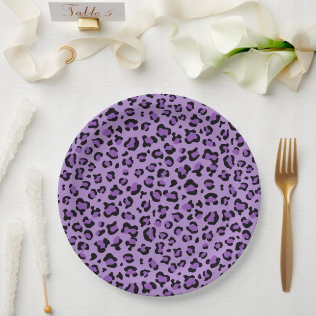Leopard Print, Leopard Spots, Purple Leopard Paper Plates (Wedding)