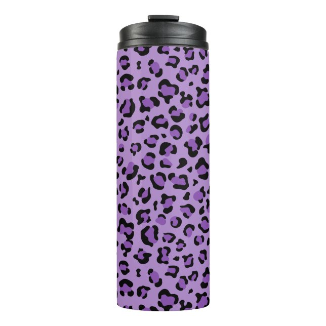 Leopard Print, Leopard Spots, Purple Leopard Thermal Tumbler (Front)