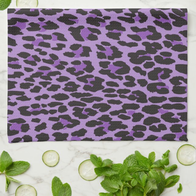 Leopard Print, Leopard Spots, Purple Leopard Towel (Folded)