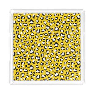 Leopard Print, Leopard Spots, Yellow Leopard Acrylic Tray