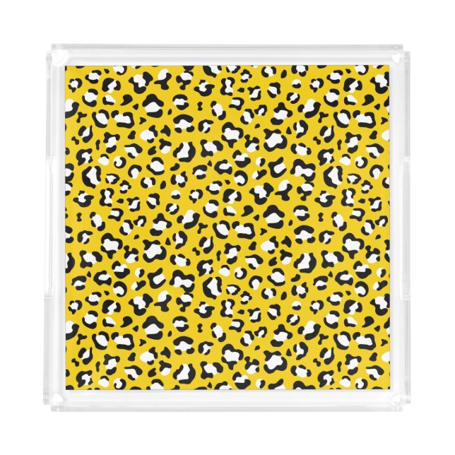 Leopard Print, Leopard Spots, Yellow Leopard Acrylic Tray (Front)