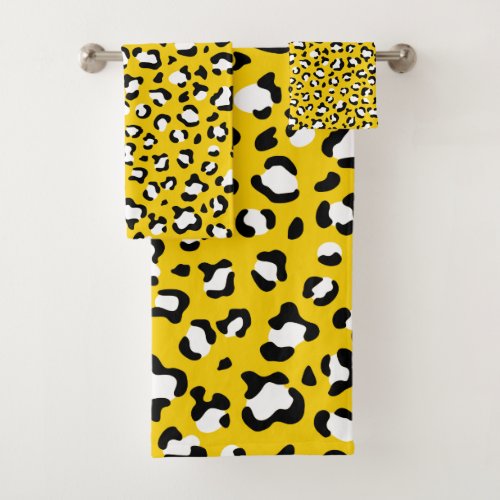 Leopard Print Leopard Spots Yellow Leopard Bath Towel Set