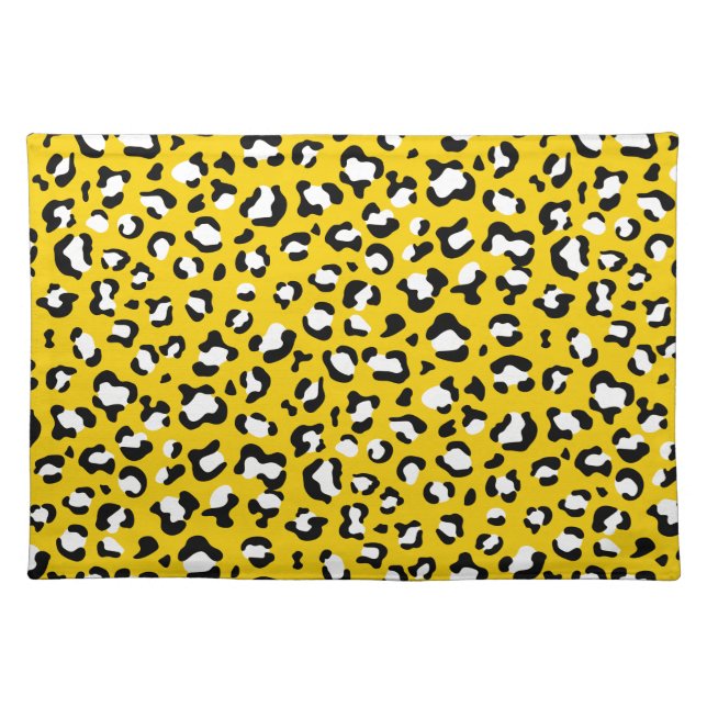 Leopard Print, Leopard Spots, Yellow Leopard Cloth Placemat (Front)
