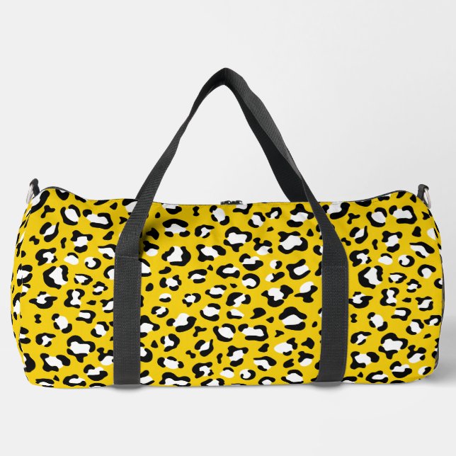 Leopard Print, Leopard Spots, Yellow Leopard Duffle Bag (Front)